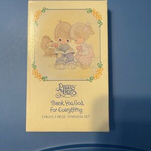 Precious Moments Child's Stainless Set with Cream and Blue